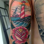 Traditional light house tattoo