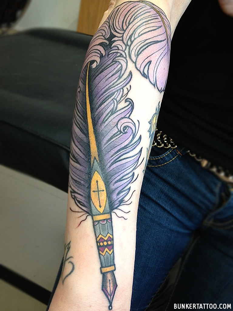 Simple feather pen arm tattoo - Tattoomagz.com › Tattoo Designs / Ink-Works  Gallery | Pen tattoo, Quill pen tattoo, Feather pen tattoo