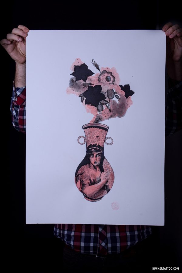Rutger print: black and pink