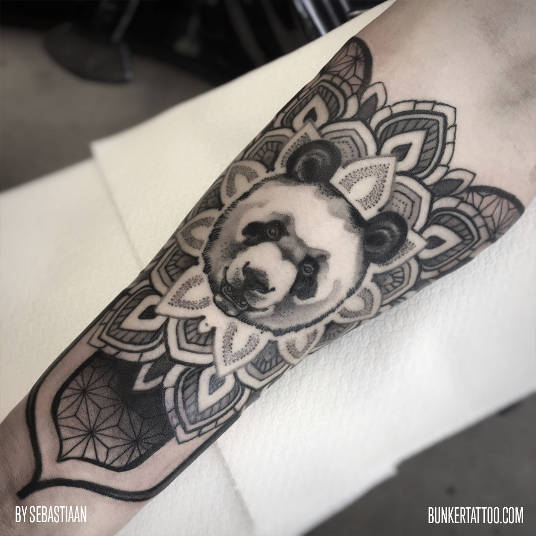 Geometric panda tattoo